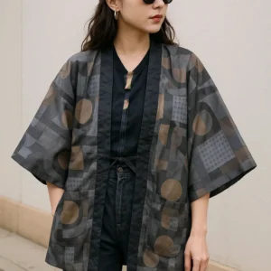 Manteau Kimono Femme à motifs géométriques