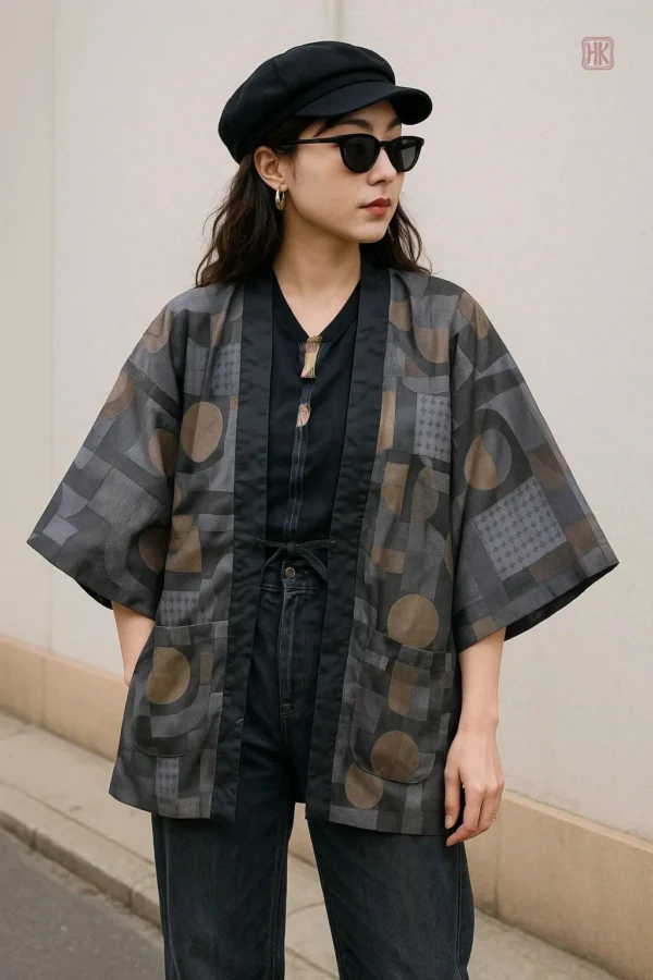 Manteau Kimono Femme à motifs géométriques