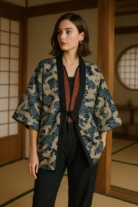 Manteau kimono élégant pour femme, design dragon