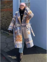 Manteau kimono en coton chaud pour femme
