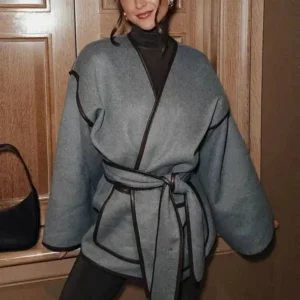 Manteau Kimono Gris Oversize pour femme