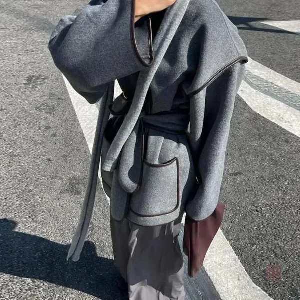 Manteau kimono large gris pour un look décontracté