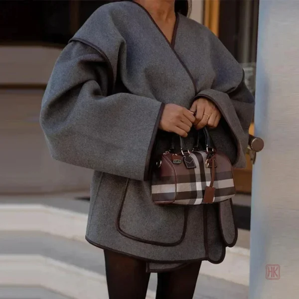 Manteau léger gris oversize, polyvalent et stylé