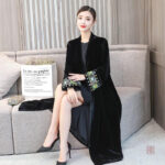 Manteau kimono noir à manches larges et fluides