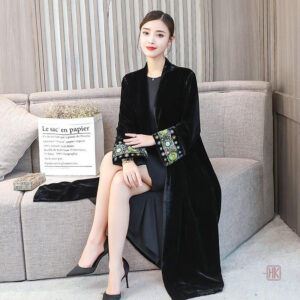 Manteau kimono noir à manches larges et fluides