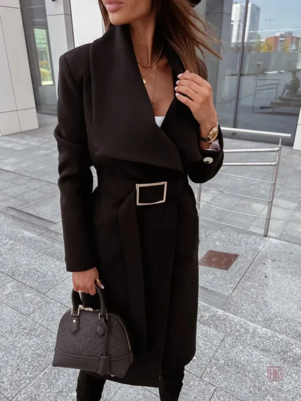 Manteau kimono noir avec ceinture pour un style élégant