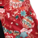 Kimono femme coloré avec motifs rouges