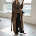 Manteau kimono en marron pour femme