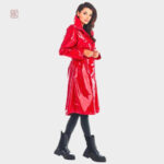 Manteau rouge pour femme, coupe longue et chic