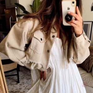 Manteau kimono femme beige mi-long