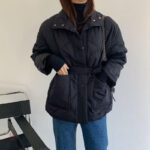 Manteau mi-long femme noir style kimono
