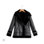 Manteau doux et chaud en cuir pour femme