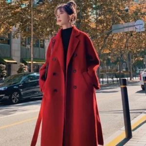 Manteau rouge kimono grande taille pour femme