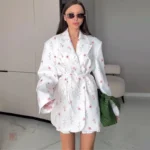 Manteau kimono à motifs floraux pour femme