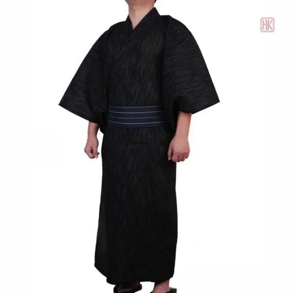 Pyjama Kimono Homme en noir, style traditionnel japonais