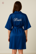 Kimono femme en satin bleu roi
