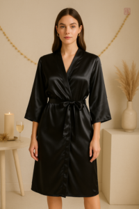 Kimono élégant en tissu soyeux pour une nuit confortable