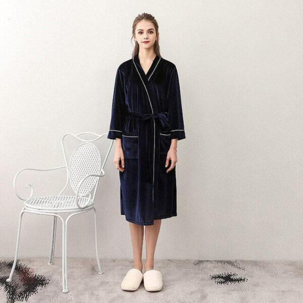 peignoir-de-bain-bleu-femme-1 Peignoir Kimono Femme Bleu
