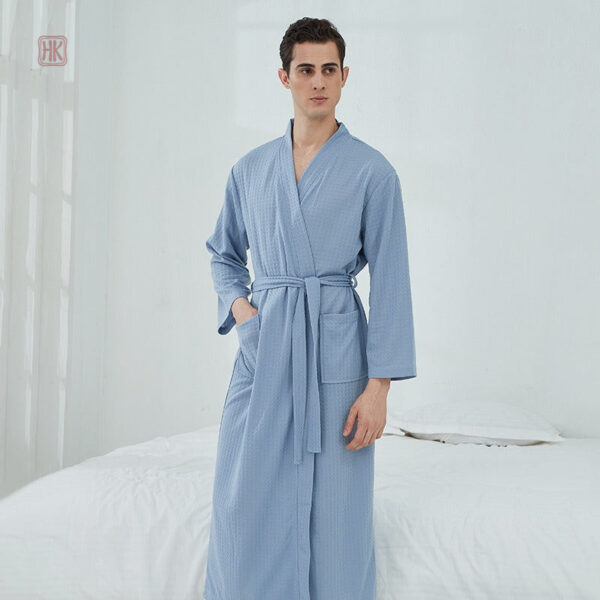 peignoir-de-bain-coton-homme-col-kimono-1 Peignoir de bain homme en coton, style kimono