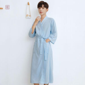 Peignoir kimono confortable pour homme, col classique