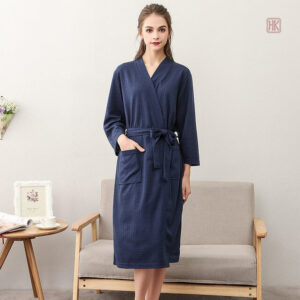 Peignoir kimono femme bleu marine élégant