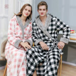 Vêtement d'intérieur femme en polaire, style kimono élégant