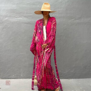 Peignoir d'été rouge pour femme en style kimono