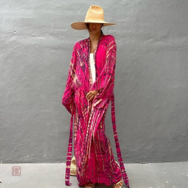 peignoir-ete-rouge-1 Peignoir d'été rouge pour femme en style kimono