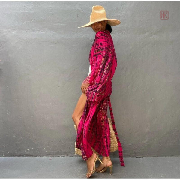 Veste kimono femme légère en rouge vif