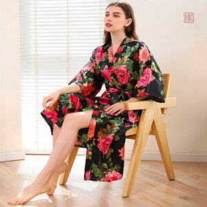 Peignoir kimono avec motifs vibrants pour femme