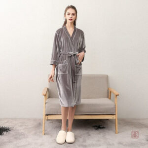 Peignoir doux et chaud pour femme, style kimono