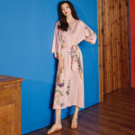 Peignoir Kimono Femme en Rose Pâle