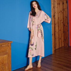 Peignoir Kimono Femme en Rose Pâle