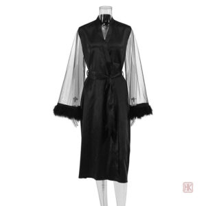 Vêtement d'intérieur femme, peignoir kimono style plume