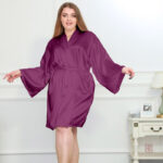 Peignoir satin court femme style kimono