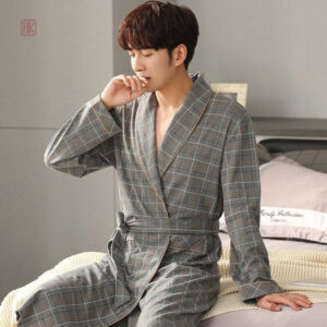 Peignoir Homme à Carreaux en style kimono