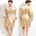 Vêtement de détente homme, peignoir kimono en soie