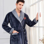 Peignoir homme doux avec ceinture, style kimono