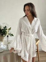 Peignoir Kimono à petits cœurs pour femme