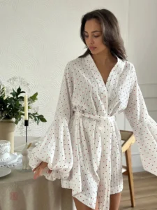 Peignoir Kimono à petits cœurs pour femme