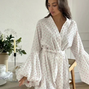 Peignoir Kimono à petits cœurs pour femme