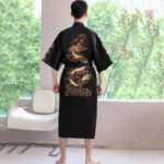 Peignoir Kimono Noir pour homme, style asiatique élégant