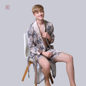 Peignoir kimono blanc avec motif tigre pour homme