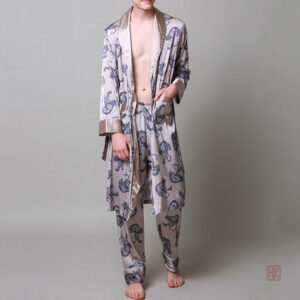Peignoir homme style kimono, motif tigre unique