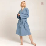Peignoir kimono bleu confortable pour femme