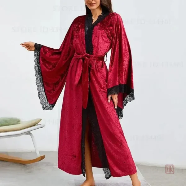peignoir-kimono-bordeaux-raffine-1 Peignoir Kimono Bordeaux Femme