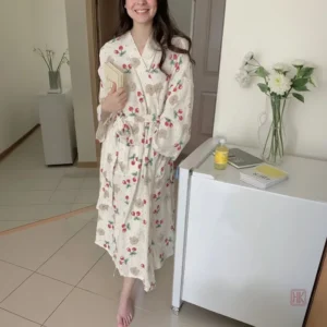 Peignoir Kimono Cerises pour femme