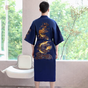 Peignoir Kimono Chinois Bleu pour homme