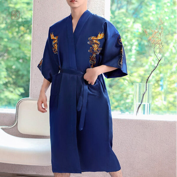 Kimono bleu élégant en tissu léger pour homme
