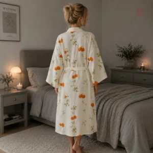 Peignoir féminin style kimono, idéal pour la détente